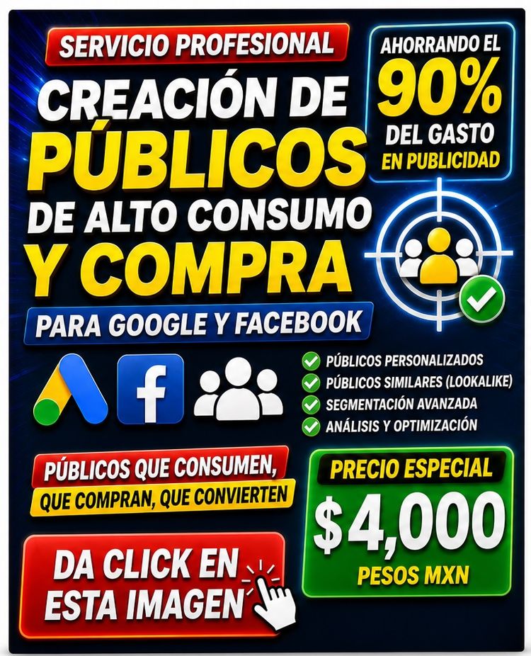 Creación de públicos de alto consumo para Google y Facebook — ahorra 90% en publicidad